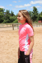 Load image into Gallery viewer, Children’s High Neck T-Shirt - BRIGHT PINK