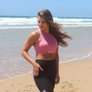 Support Crop Top with Mesh - PINK