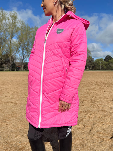 Long Quilted Jacket - HOT PINK