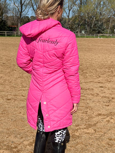 Long Quilted Jacket - HOT PINK