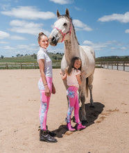 Load image into Gallery viewer, Children's Lined Riding Tights - RAINBOW UNICORN & PINK