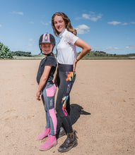 Load image into Gallery viewer, Children's Riding Tights - GREY & PINK