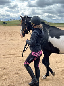 Collant d'équitation non doublé - ÉDITION LÉOPARD ROSE 2021