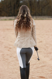 Collant d'équitation non doublé - OFF WHITE AVEC SELLE GRIS