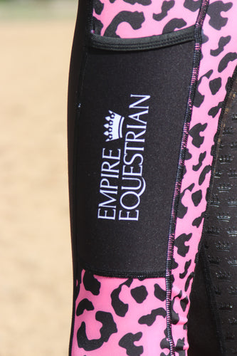 Children’s Riding Tights — PINK & BLACK LEOPARD