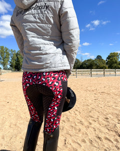 Thermal Fleece Lined Riding Tights - MAROON LEOPARD 2022