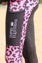 Load image into Gallery viewer, Children’s Riding Tights — PINK &amp; BLACK LEOPARD