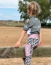Load image into Gallery viewer, Children’s Unlined Riding Tights - WHITE LEOPARD &amp; DUSTY PINK