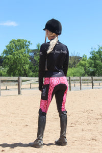 Unlined Riding Tights - PINK SNAKESKIN