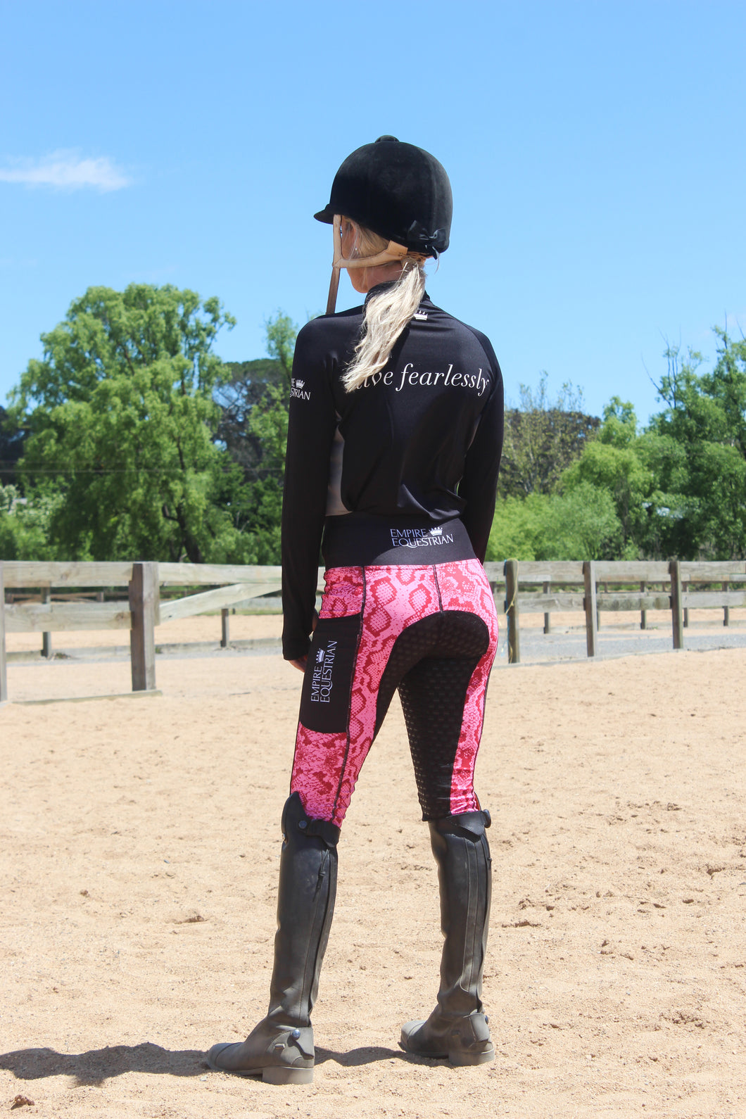 Unlined Riding Tights - PINK SNAKESKIN
