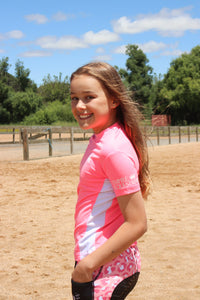 T-Shirt Col Montant Enfant - ROSE BRILLANT