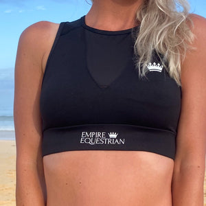 Support Crop Top with Mesh - BLACK