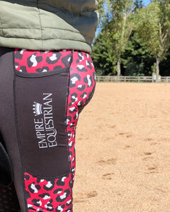 Thermal Fleece Lined Riding Tights - MAROON LEOPARD 2022