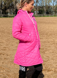 Lange Steppjacke – HOT PINK