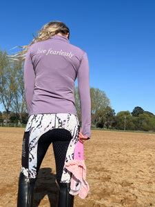 Thermal Fleece Lined Riding Tights - PASTEL LEOPARD