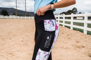 Unlined Riding Tights - WHITE UNICORN