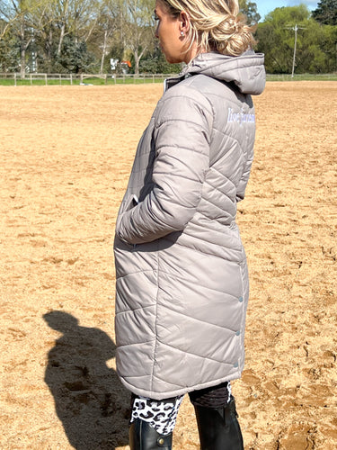 Long Quilted Jacket - LIGHT GREY