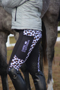 Unlined Riding Tights - WHITE & BROWN LEOPARD PRINT