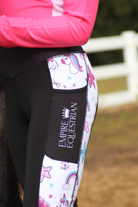 Unlined Riding Tights - WHITE UNICORN