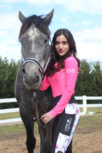 Baselayer Top- BRIGHT PINK WITH WHITE MESH