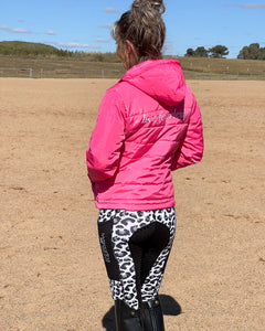 Thermal Fleece Lined Riding Tights - WHITE LEOPARD PRINT 2022