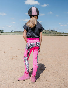 Children's Lined Riding Tights - LEOPARD & PINK