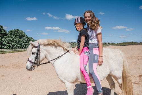 Children's Riding Tights - GREY & PINK