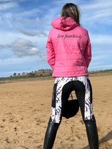 Thermal Fleece Lined Riding Tights - PASTEL LEOPARD