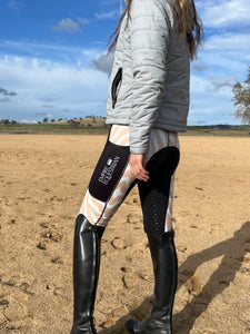 Thermal Fleece Lined Riding Tights - CREAM ZEBRA